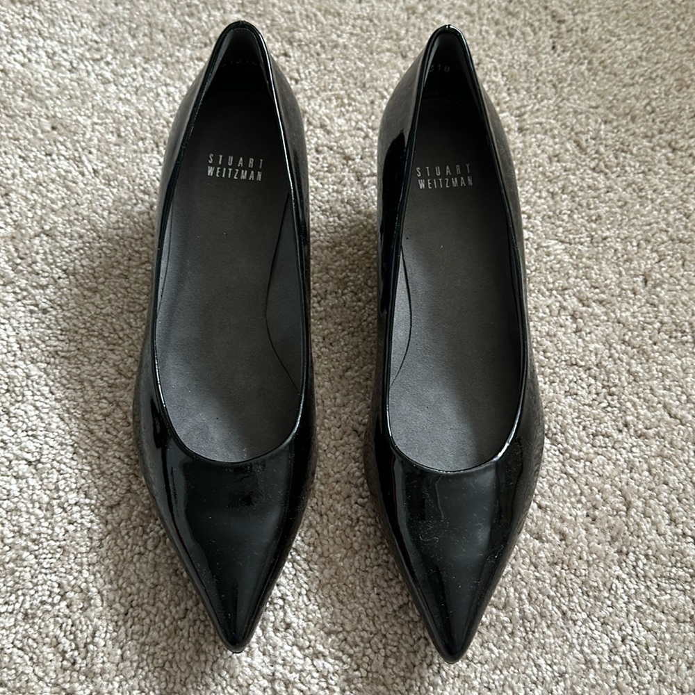 Stuart Weitzman Patent Leather Kitten Heel